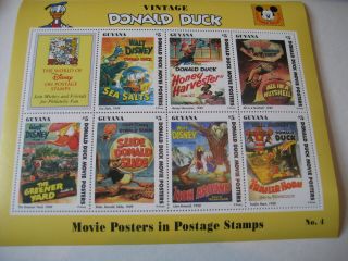 Guyana 1993 Vintage Donald Duck Movie Posters Sheetlet 4