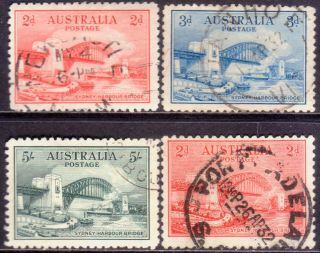 1932 Australia Sg 141 - 44 Compl.  Set Cv £200 Sydney Harbour Bridge