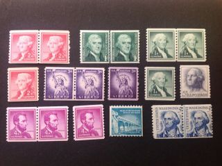 Us Coil Pairs Line Pairs Stamps - Mixed Lot M/n/h