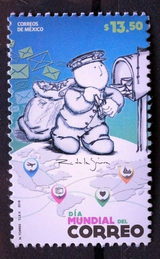 Mexico 2018 World Post Day Postman Map Love America Europe Plane Letter Mail Mnh