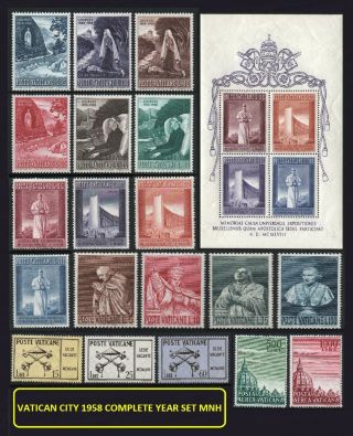 Vatican City 1958 Complete Year Set Mnh