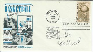 Basketball Hall Fame 1961 Fdc Signed Jim Pollard Minneapolis Lakers 5 Time Champ
