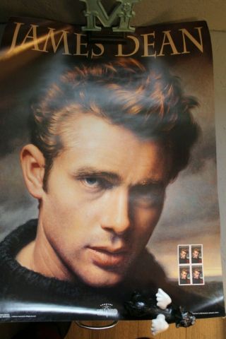 Jame Dean Usps Portrait 18 " X 24 " Poster W/4 Stamps 1996 Legends Hollywood