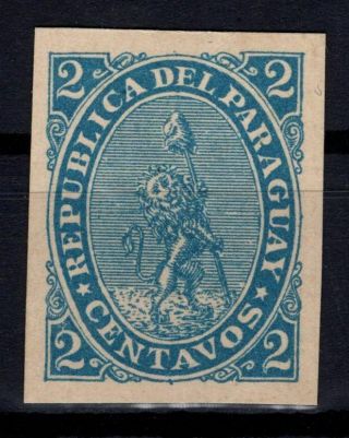 P112369/ Paraguay – Scott 15  Color Trial In Blue On Card