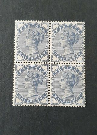 Gb Queen Victoria Sg 187 1/2d Slate Blue Block Of 4 M/mint