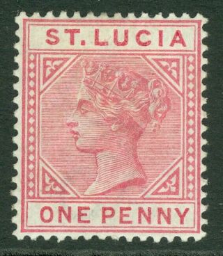 Sg 32 St Lucia 1883.  1d Carmine Rose.  Fresh Mounted Cat £55