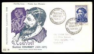 Gustave Courbet 1958 Pac Cachet On Unsealed Fdc