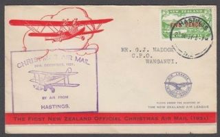 Zealand 1931 Christmas Airmail Illustrated Flight Cover (id:2/d51604)