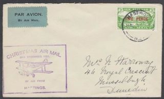 Zealand 1931 Christmas Airmail Flight Cover Hastings - Dunedin (id:2/d52062)