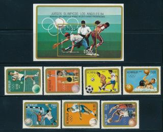 Nicaragua - Los Angeles Olympic Games Mnh Sports Set Baseball (1984)