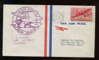 Us First Flight Cover 1943 Eagle Pass Texas Army Base From Capt Air Corps