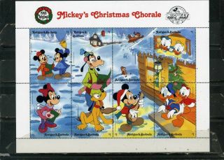 Antigua & Barbuda 1988 Walt Disney Christmas Sheet Of 8 Stamps Mnh