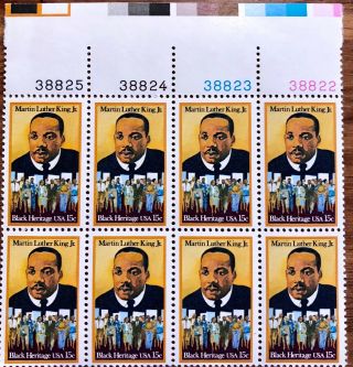 Scott 1771 Martin Luther King Black Heritage 15 Cents Block Of 8 Stamps 1979