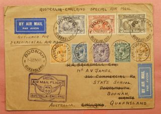 1931 Australia Special Flight Boonah To England Round Trip Mixed Frank