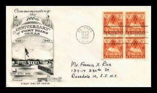 Dr Jim Stamps Us 100th Anniversary Fort Bliss Fdc Cover Scott 976 Block