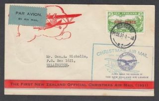 Zealand 1931 Flight Cover Christmas (id:002/d45427)