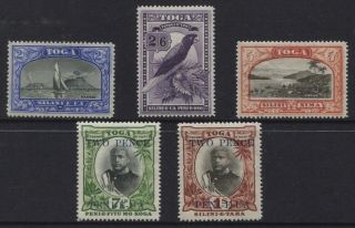 Tonga 1897 - 1942 Sc 50,  64,  66 & 80 - 81 Mh High Values Cv $179.  50