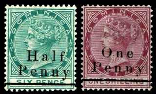 1886 Dominica 13 & 15 Qv Wmk 1 - Ognh & Oglh - Vf - Cv$34.  00 (esp 3998)