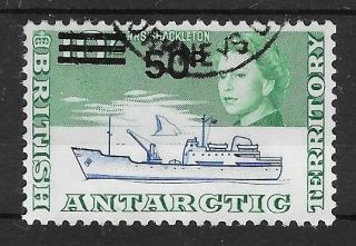 British Antarctic Terr.  Sg37 1971 50p On 10/= Ultramarine & Emerald