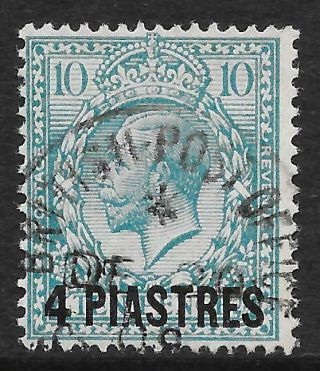 British Levant 1913 4pi.  On 10d.  Turquoise - Blue Sg 39 (fine)