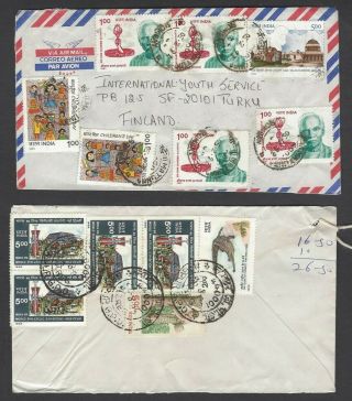India 4r,  5r & 6r Commemorative Frankings On Covers To Finland (8)