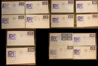 A2zed 10 Covers Us Fdc 909 - 21 Overrun Countries Full Issue Rubber Stamp Cachet