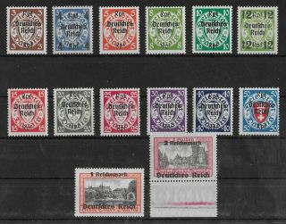 Germany Reich 1939 Nh Complete Set Of 14 Michel 716 - 729 Cv €220 Vf