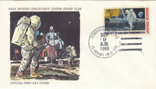 1969 Apollo 11 Moon Landing C76 Fdc; Nasa Cachet,  Astronaut Trail Hand Cancel