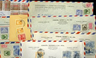 8 Colombia Stamp Cover Airmail 1940s - 50s 1990s Lot E32