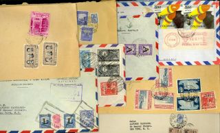8 Colombia Stamp Cover Airmail 19450s 1990s Meter Registered Soccer Old Lot E33