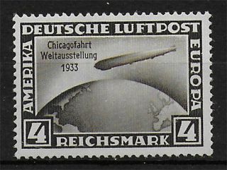 Dt.  Reich 4 Rm.  Chicagofahrt Zeppelin Flugpost 1933 Mnh Cv $ 360.  -