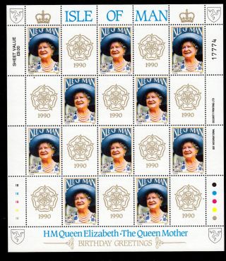 Isle Of Man Sheet Stamps Queen Mother 1990 Year Mnh 437,