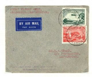 Australia Air Mail First Flight Cover Hobart Melbourne 1933 {samwells} Pa34