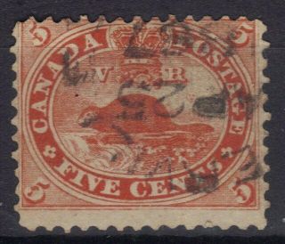 Stamps Canada Scott 15 Cat.  $ 35.  00 5c Vermillion Beaver Ref 722 - Fs