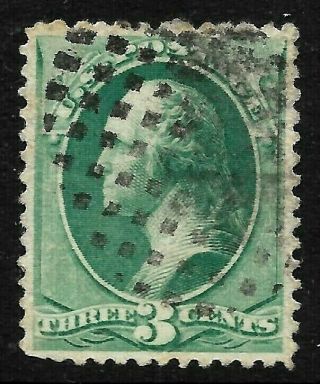 Fancy Cancel " Grid Geometric " Son 3 Cent Green Banknote 1871 - 83 Us 91c24