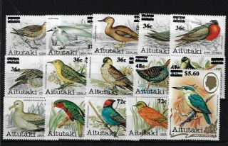 Aitutaki Sg447/461,  1983 Bird Surcharges Complete (15v) Mnh