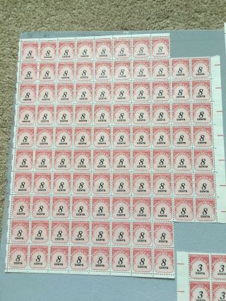 1959 US Postage Due Stamps - 6 blocks including 1 dollar block - Face Value $36.  87 6