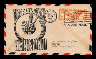 Dr Jim Stamps Us Akron Ohio First Flight Air Mail Cover Am 1 Airplane Cancel