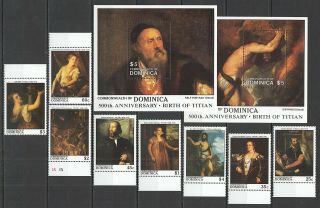 U937 1988 Dominica Art Birth Of Titian 1142 - 49 Michel 19 Euro Set,  2bl Mnh