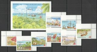 U955 1987 Dominica Ships Columbus Explorations 1041 - 8 Michel 18 Euro Bl,  Set Mnh