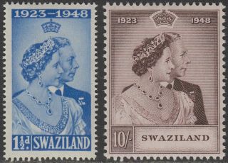 Swaziland 1948 Kgvi Royal Silver Wedding 1½d,  10sh Sg46 - 47 Cat £40