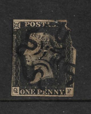 Queen Victoria 1d Black With Black Maltese Cross Letters Qf 1840 My Ref 766