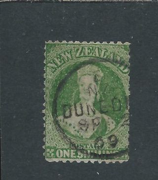 Zealand 1864 - 71 1s Green Fu Sg 124 Cat £140