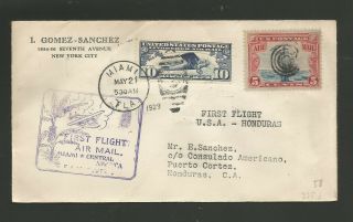 1929 U.  S.  1st Flight Miami To Honduras