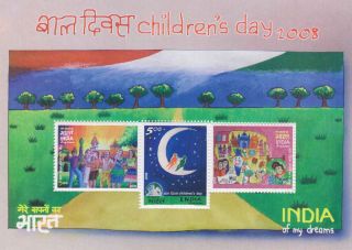 India Modern 2008 Pms - 63 Children’s Day Mini - Sheet X18 Pi Rs 1080