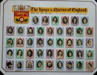 Full Set Of 42 Gb Kings & Queens Of England From 1066 Stamp Sized Labels