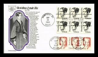 Dr Jim Stamps Us Dorothea Dix Great Americans Aristocrat Combo Fdc Cover Block