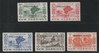 Hebrides - British Colonial - Complete Set Of 5 Old Stamps Mh (nheb 27)