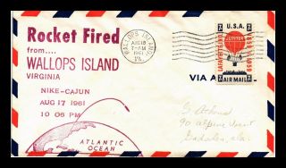 Dr Jim Stamps Us Nike Cajun Rocket Fired Space Event Air Mail Cover 1961