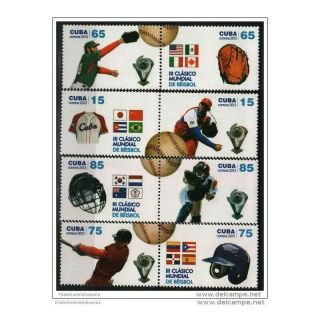 6cuba Sc 5368 - 5371 World Baseball Classic Sport Cpl Set Of 8 Stamps 2013 Mnh